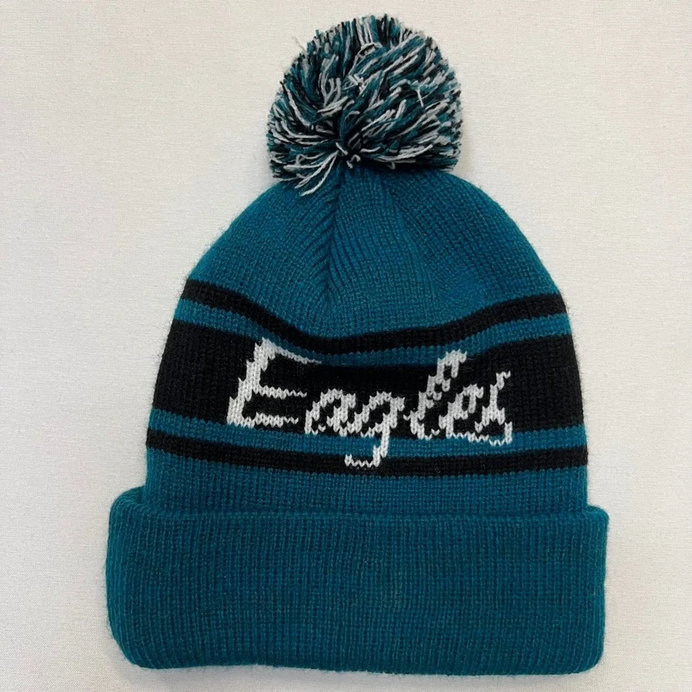 NFL Philadelphia Eagles‎ Green Sports Fan Tailgating Knit Pom Pom Beanie Hat OS